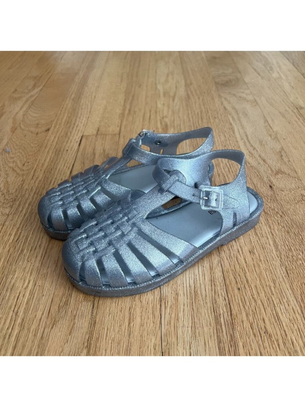 Mini Melissa Possession Silver Glitter Rubber Sandals Little Girl's Size 1
